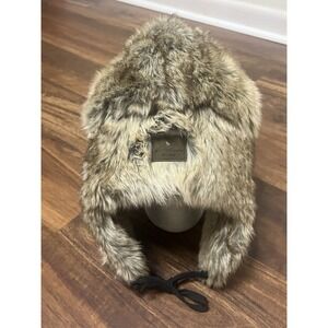 Eddie Bauer Faux Fur Trapper Hat Brown Winter Ear Flap Quilted Lining S/M Adult